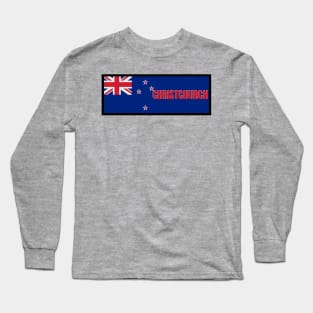 Christchurch City in New Zealand Flag Long Sleeve T-Shirt